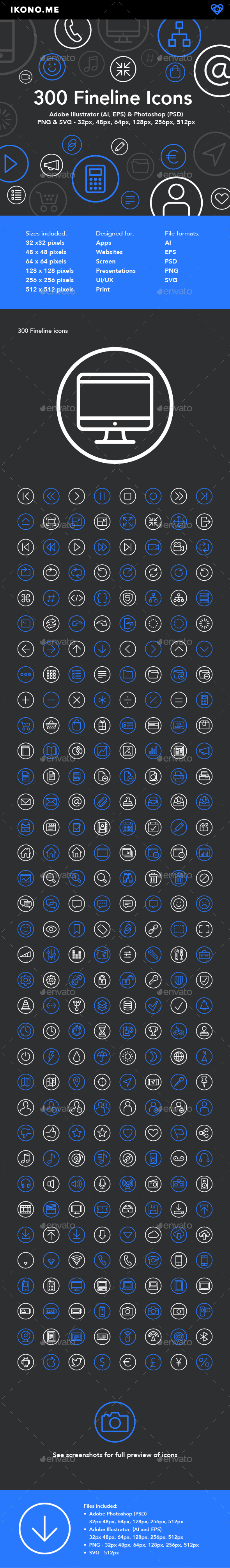 300 Fine Line Icons - Icons