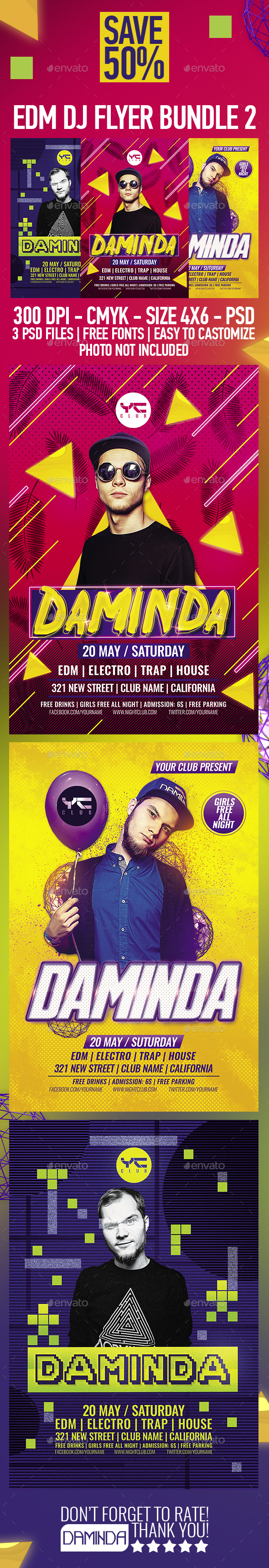 EDM DJ Flyer Bundle 2 - Clubs & Parties Events