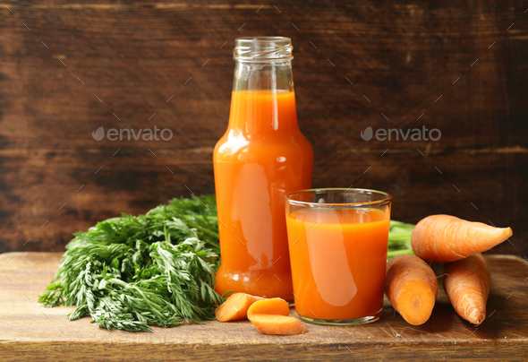 Natural Organic Fresh Juice from Carrots - Stock Photo - Images