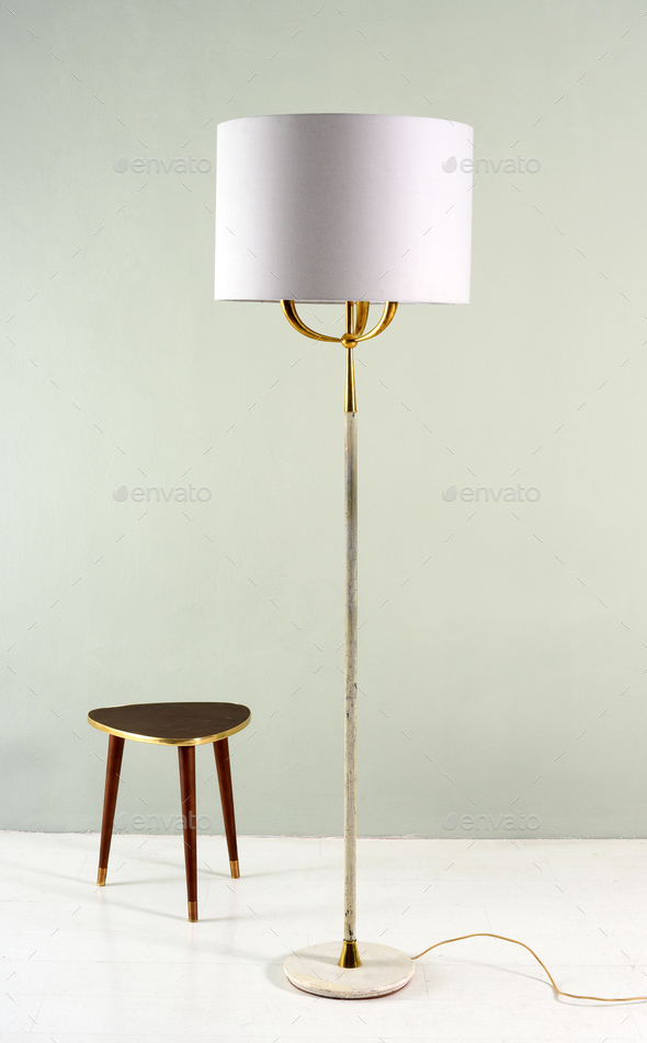 Electric floor lamp and tripod stool Stock Photo by Photology75 | PhotoDune