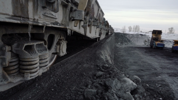 Freight Train with Copper Ore Arriving at the Unloading Platform