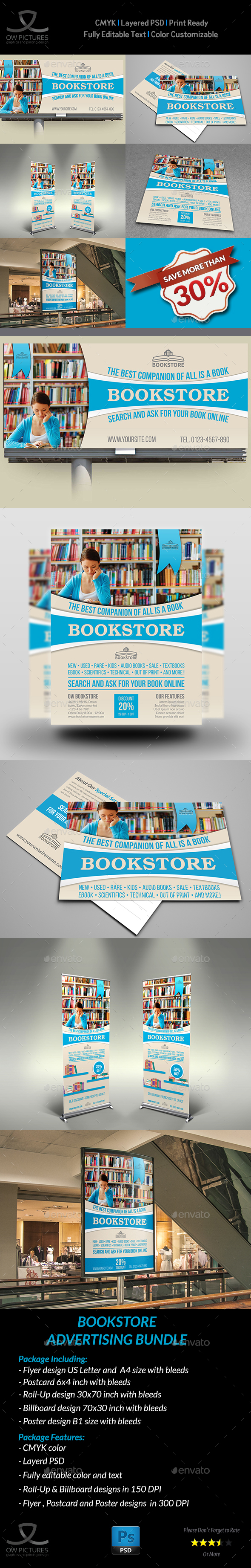 Bookstore Advertising Bundle - Signage Print Templates