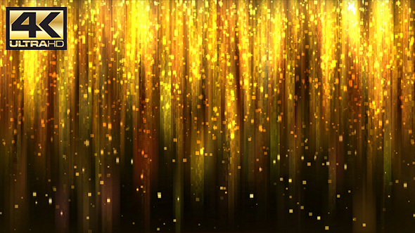 Abstract Gold Square Particles Glitter Rain Background 4K