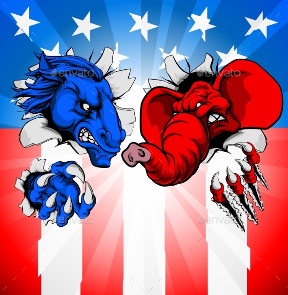 American Election Concept - Animals Characters