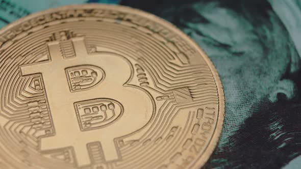 Bitcoin Dollars Cryptocurrencies Closeup