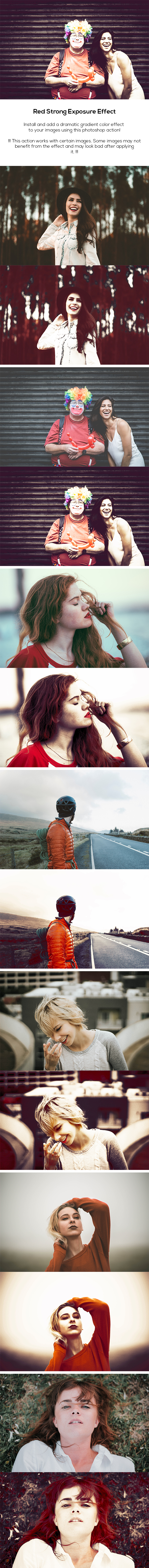 Red Strong Exposure Effect Action - Photo Effects Actions
