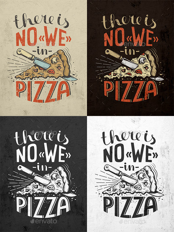 Pizza Lettering Poster - Food Objects