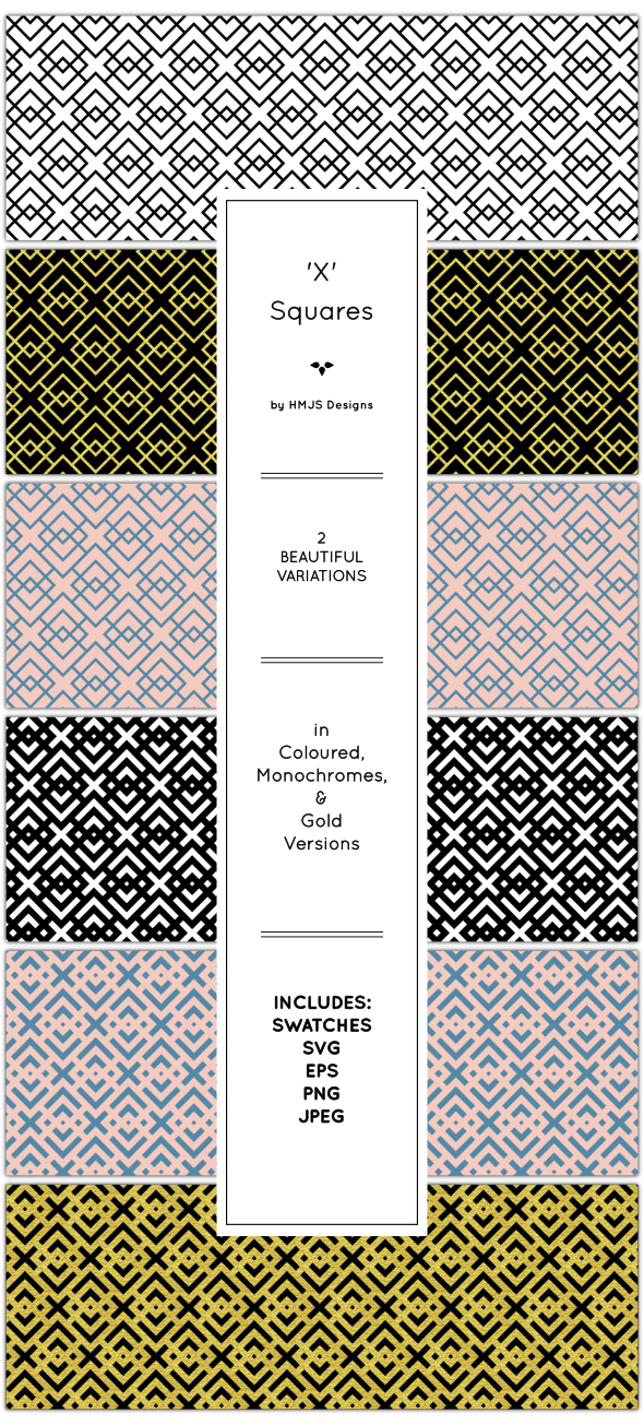 The 'x' Squares Pattern Set - Textures / Fills / Patterns Illustrator
