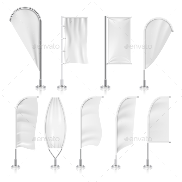 Blank Outdoor White Flags and Advertising Beach - Man-made Objects Objects