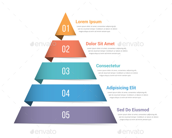 Pyramid Infographics with Five Elements - Infographics