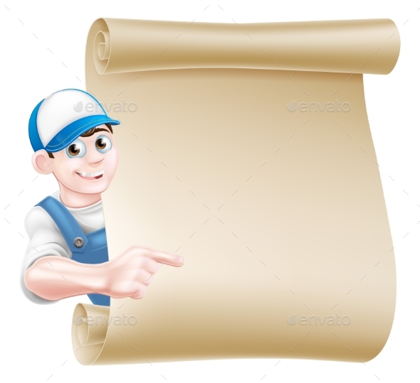 Pointing Plumber Scroll - Miscellaneous Vectors