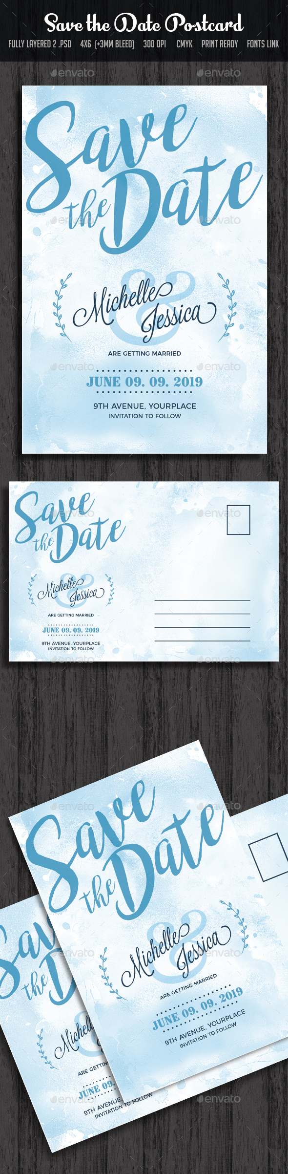 Save the Date Postcard - Cards & Invites Print Templates