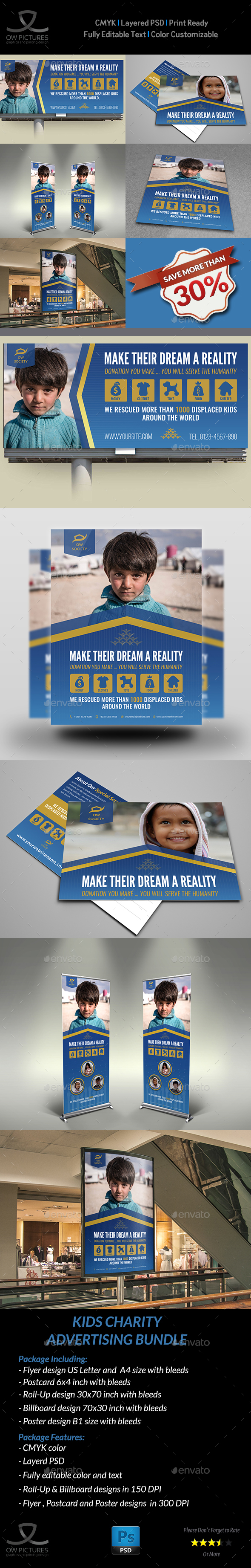 Kids Charity Advertising Bundle Vol.2 - Signage Print Templates