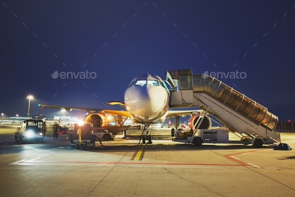 Airport in the night - Stock Photo - Images