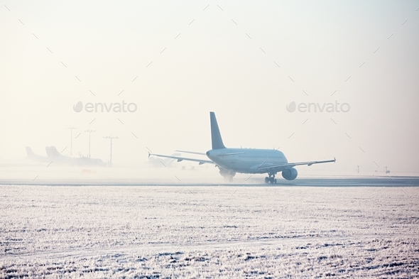 Airport in winter - Stock Photo - Images