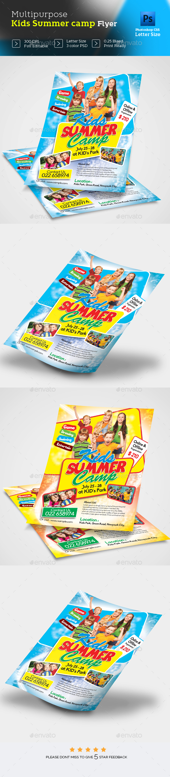 Kids Summer Camp Flyer Design - Flyers Print Templates