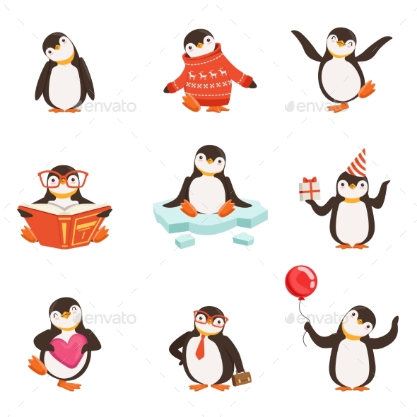 Penguin Cartoon Characters Set - Animals Characters