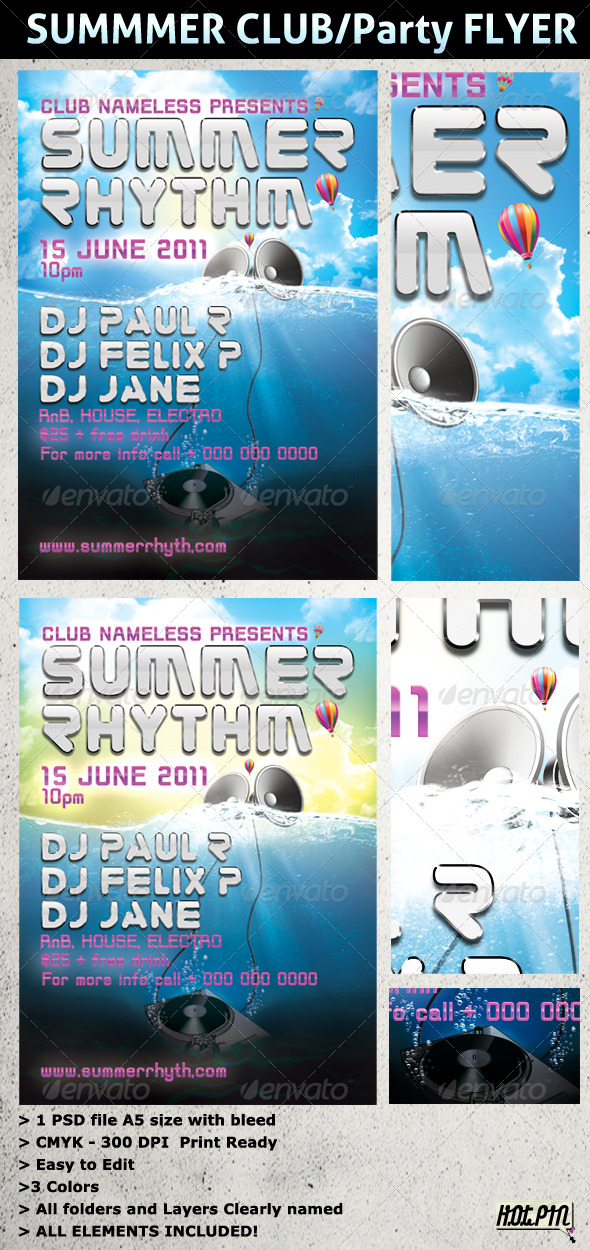 SUMMER PARTY and CLUB Flyer Template - Clubs & Parties Events