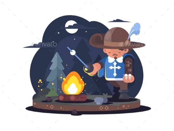 Musketeer in Hat with Feather - Miscellaneous Vectors