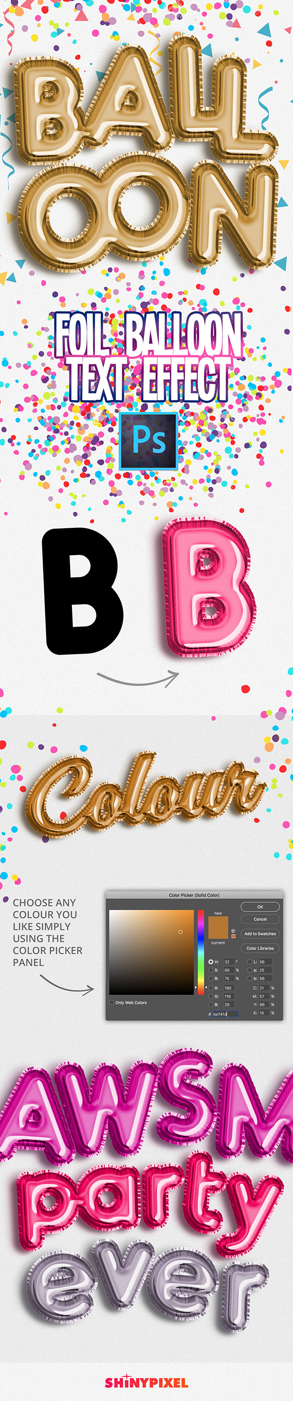 Foil Balloon Text Effect for Photoshop - Text Effects Actions
