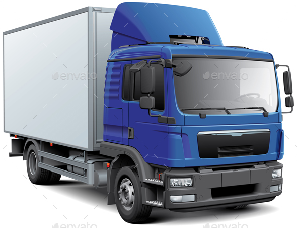 Box Truck with Blue Cabine - Man-made Objects Objects