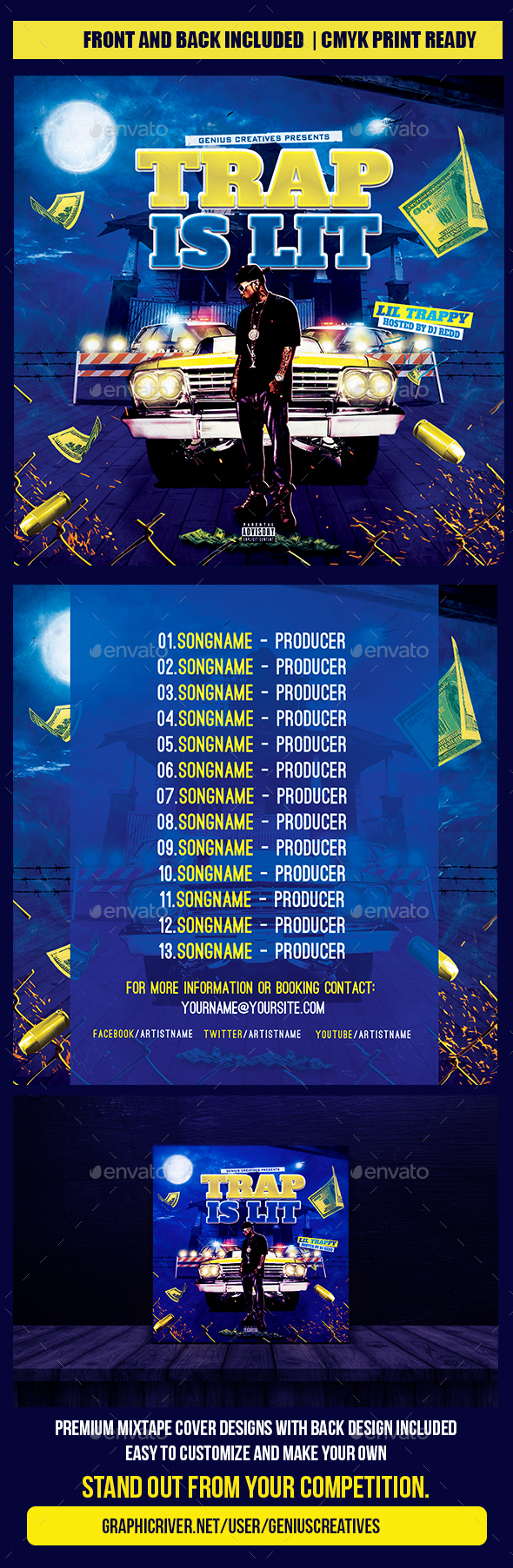Trap is Lit Mixtape Cover Template - CD & DVD Artwork Print Templates