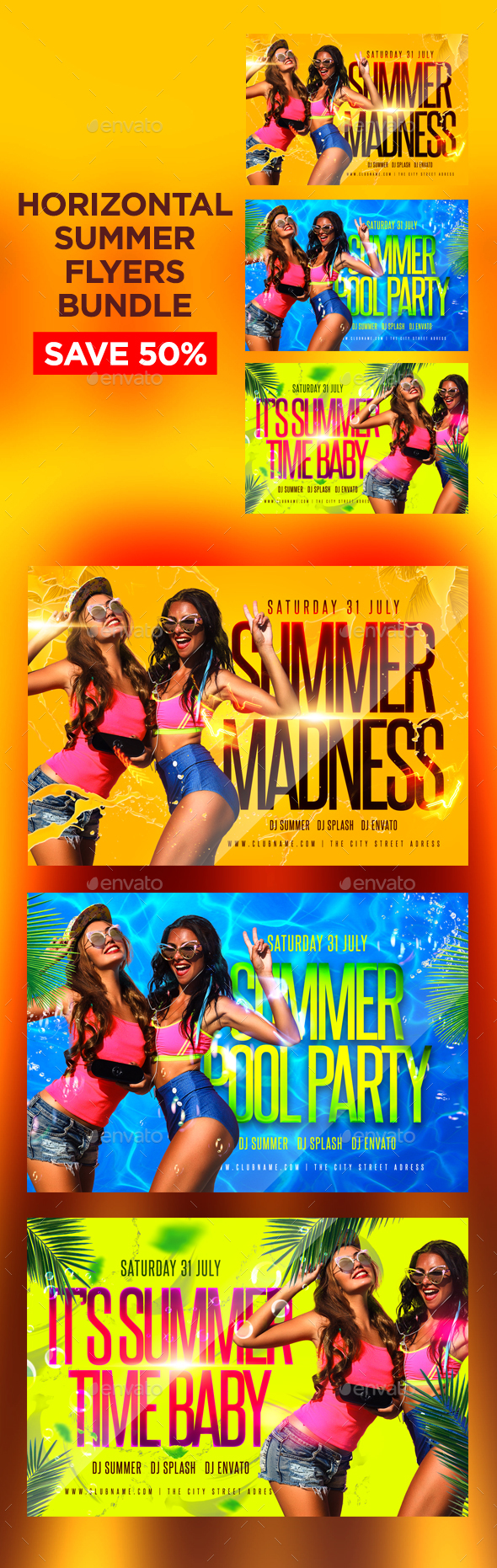 Summer Party Flyer Bundle - Clubs & Parties Events