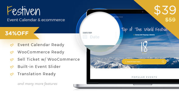 Festiven - Event Calendar & WooCommerce Themes - WooCommerce eCommerce