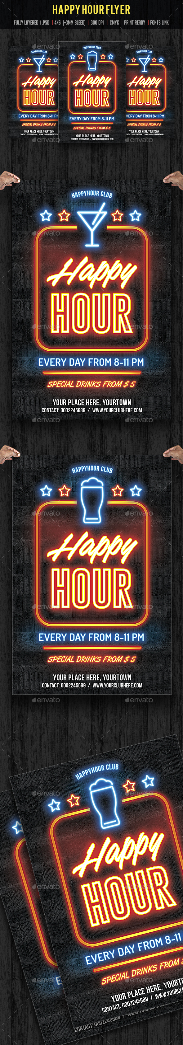 Happy Hour Flyer - Clubs & Parties Events
