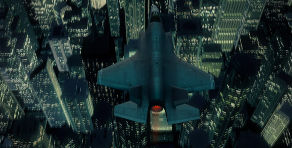 Jet Fighter Above Night City alt