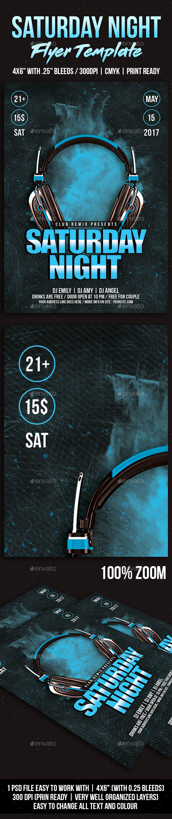 Saturday Night Flyer - Flyers Print Templates