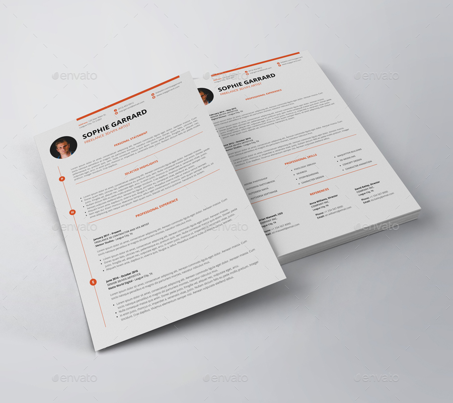 Resume/CV (2 Page) by sawonahmed | GraphicRiver