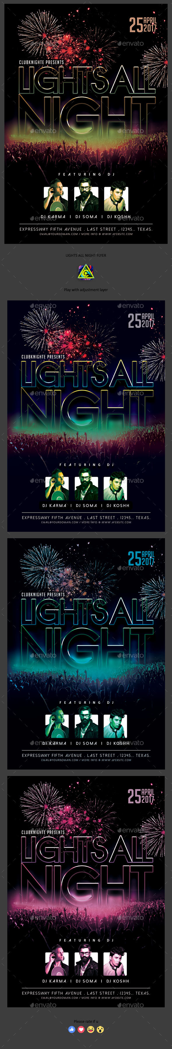 Lights All Night Flyer - Clubs & Parties Events