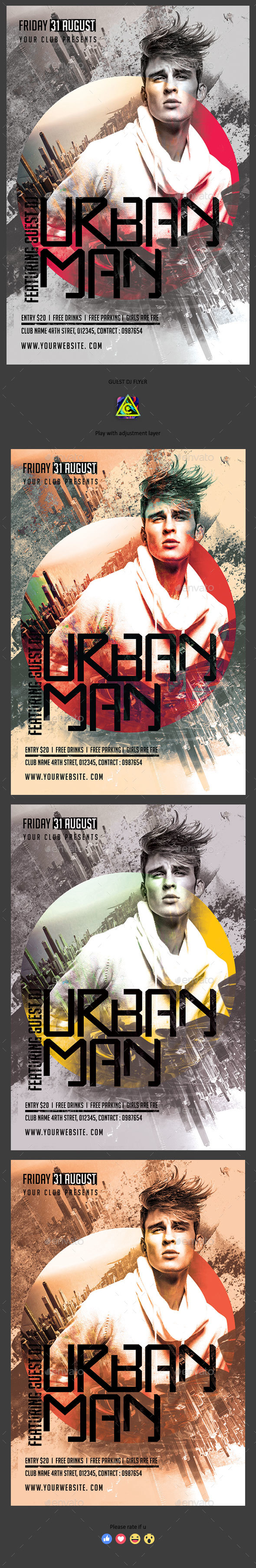 Urban Man Flyer - Clubs & Parties Events