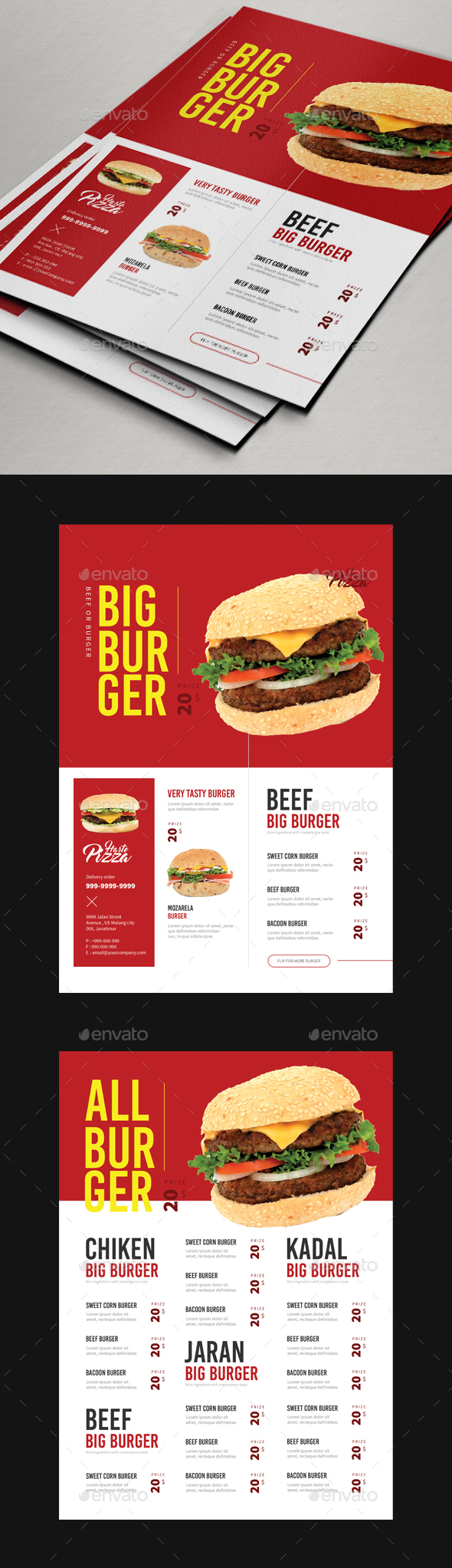 Burger Flyer or Menu - Restaurant Flyers