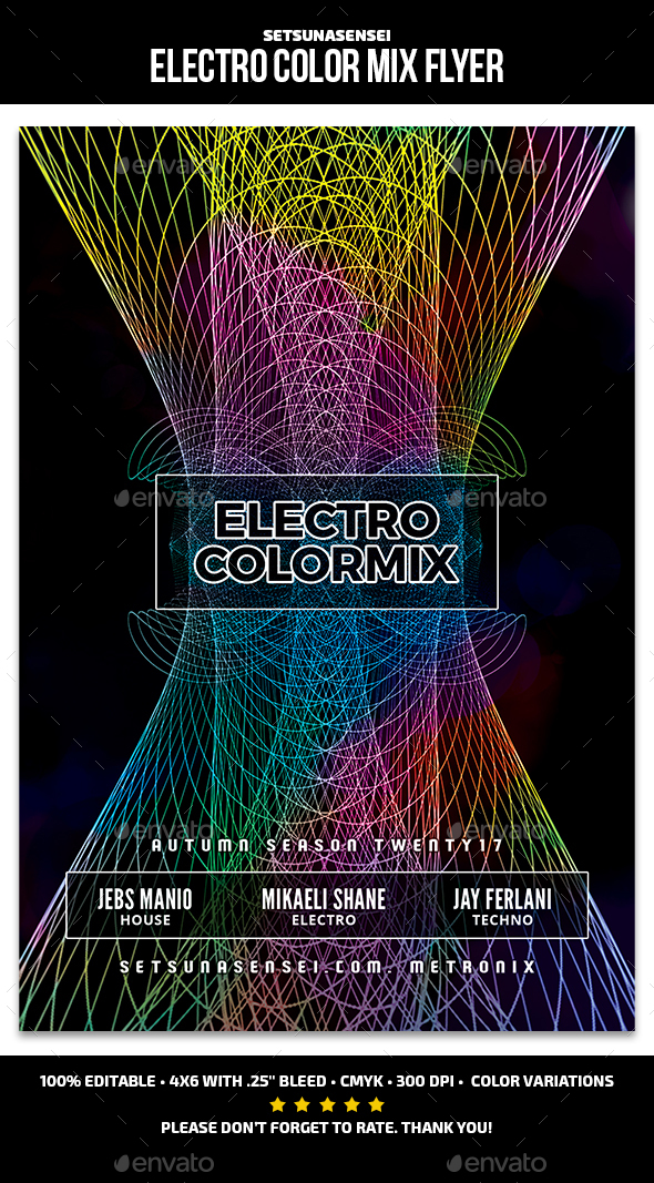 Electro Color Mix Flyer - Clubs & Parties Events