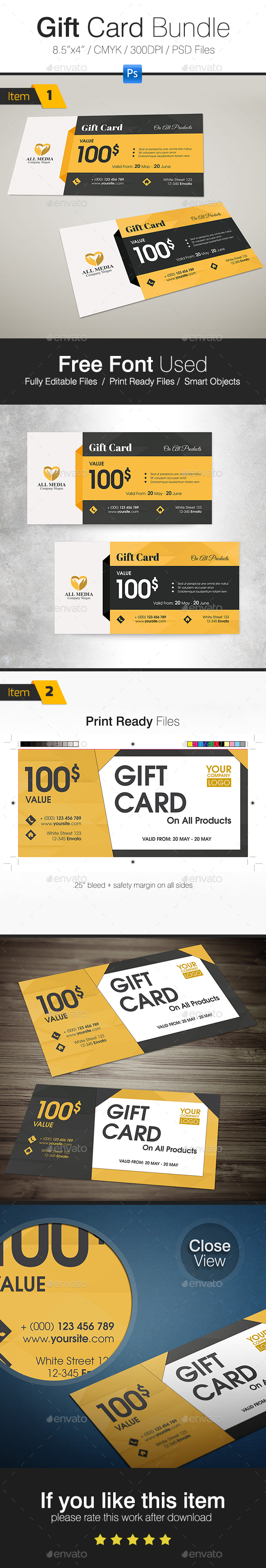 Gift Card Bundle - Cards & Invites Print Templates