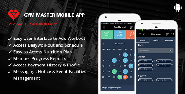 Gym Master Mobile App for Android - CodeCanyon Item for Sale