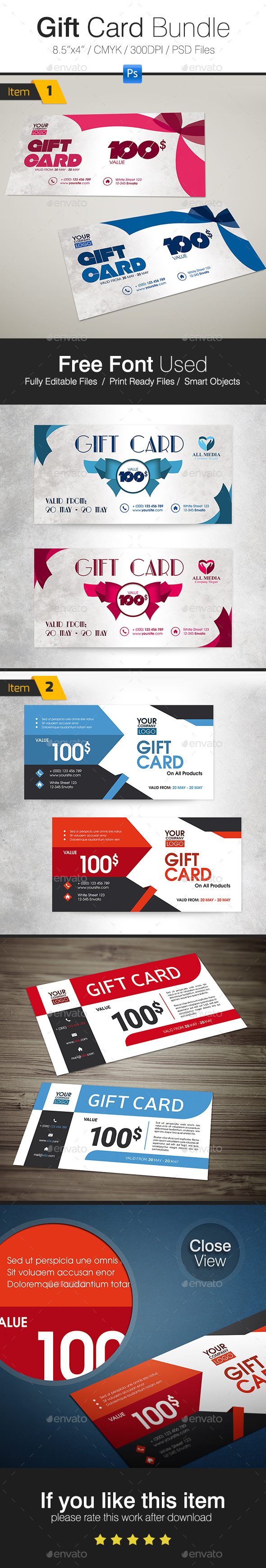 Gift Card Bundle - Cards & Invites Print Templates