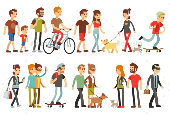 Women and Men in Various Lifestyles. Cartoon - People Characters
