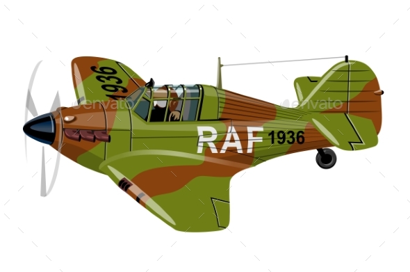 Cartoon Retro Fighter Plane - Man-made Objects Objects
