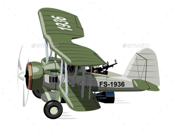 Cartoon Retro Torpedo Bomber - Man-made Objects Objects