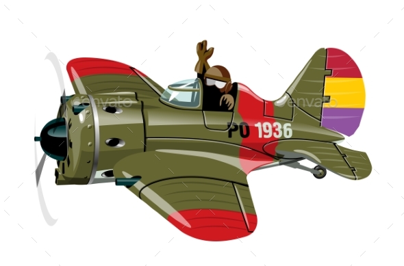 Cartoon Military Retro Fighter - Man-made Objects Objects