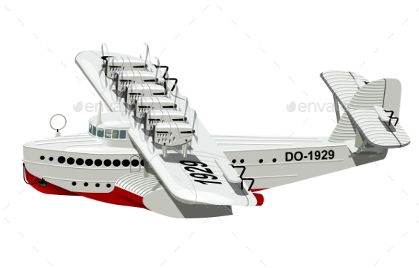 Cartoon Retro Sea Plane - Man-made Objects Objects