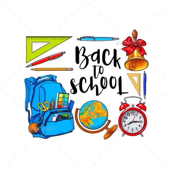 Square Frame of School Items - Miscellaneous Vectors
