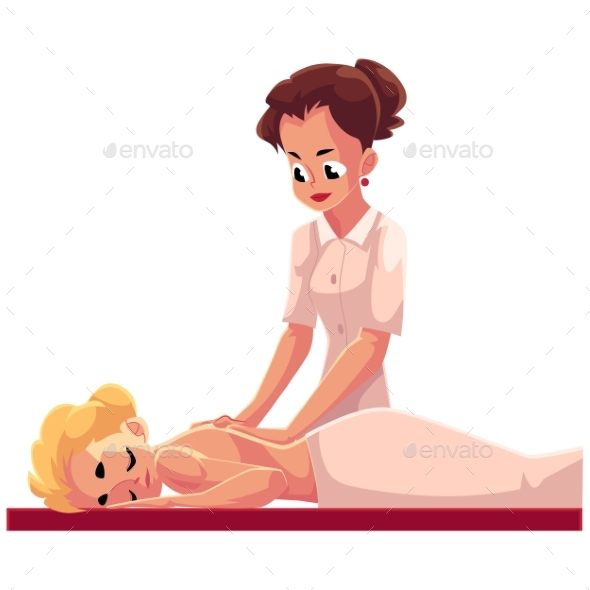 Young Woman Having Relaxing Back Massage - People Characters