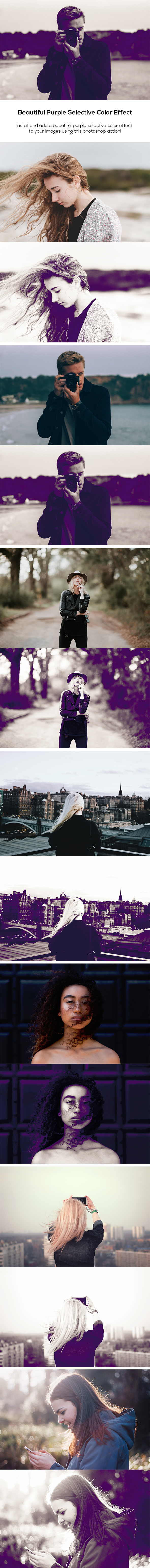 Purple Selective Color Effect - Photo Effects Actions