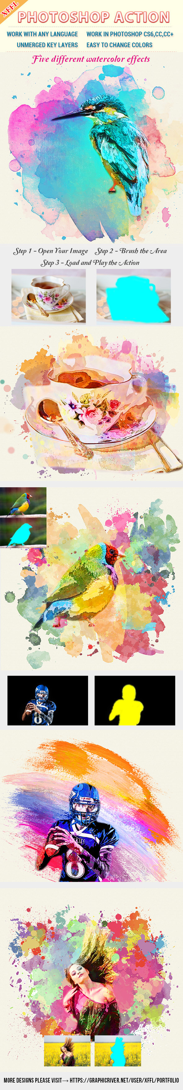 Watercolor Art V1 Photoshop Action - Photo Effects Actions