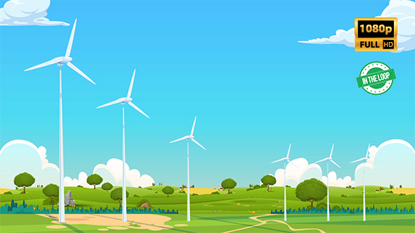 Wind Turbine Cartoon Background