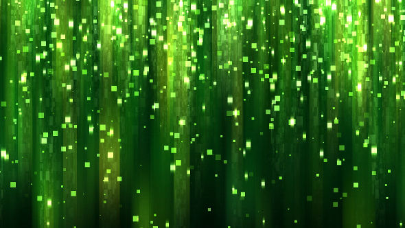 Abstract Green Square Particles Glitter Rain Background